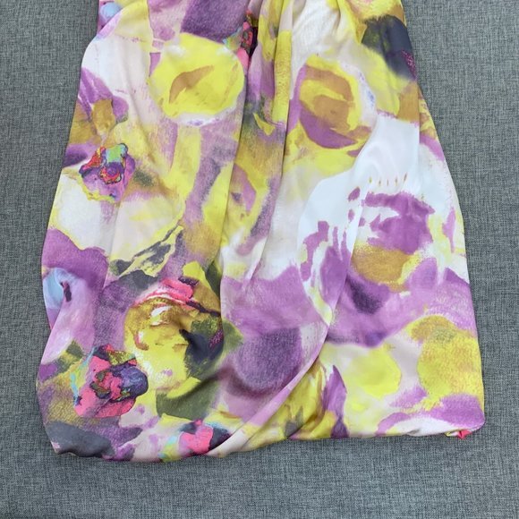 H&M Watercolor Pastel Dress Silky Soft Size 4 Sleeveless Scoop Neck Bow Shoulder - Picture 3 of 11